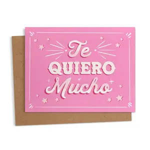 Te Quiero Mucho Greeting Card { Pink }