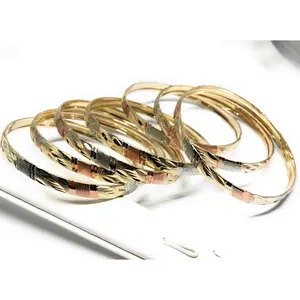 Gold Plated Tri-Color Semanario Bangle Bracelet Pulsera Semanario Tres Colores