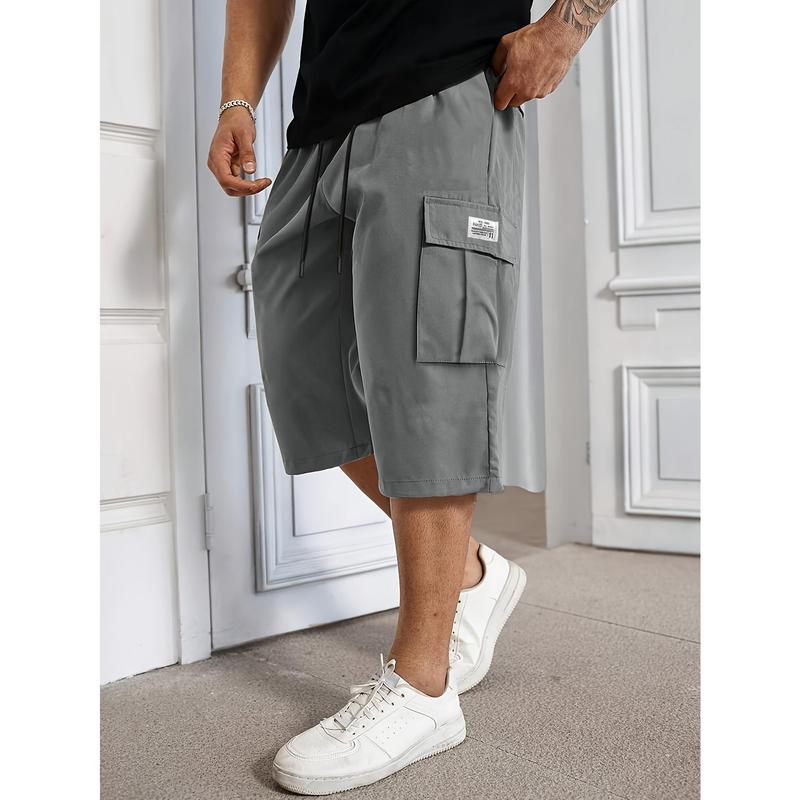 Male Cotton-Nylon Cargo Shorts - Regular Fit, Casual Outdoor Sports Utility Wear, Pocket, Adjustable Strap, Machine Washable/Dry Cleanable, Ideal for Summer Activities
