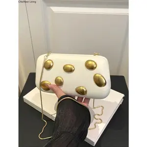 Women's Elegant Evening Bag, Fashionable Pebble Design, Simple Party Clutch, Wedding Handbag, Chain Shoulder Bag, Ideal Gift