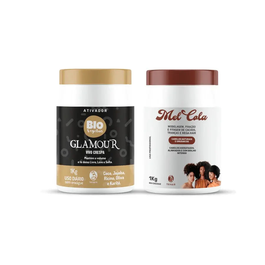 Trihair Mel Cola Curl Definer Gel - Deep Hydration & Shine + Curl Activator Glamour Vivo Crespa - for Curly Hair, Frizz Control, Vegan, Paraben-Free (2x 1000gr (35.27 Oz))