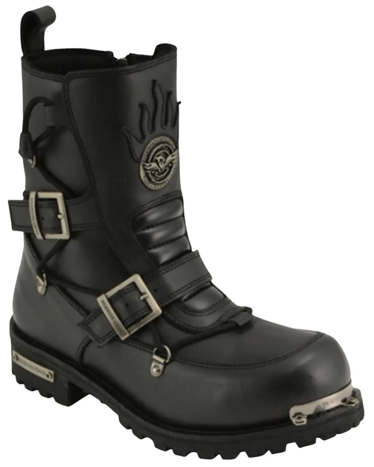 Milwaukee Leather Men's Men'S Tactical Buckle Logger Motorcycle Boot Round - Mbm9076x