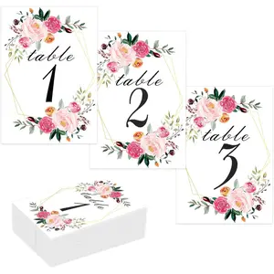 Floral Table Number Cards 1-26 Geometric Double Sided 4 x 6 Card Stock for Wedding Decorations Receptions Party Baby Showers Special Events