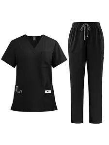 New Doctor & Nurse Work Uniform Scrubs & Straight Leg Pants Solid Color Set  Workwear for Hospital and Clinic Daily Work Clothing