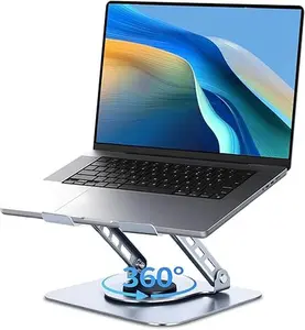 360° Rotatable Laptop Stand for Desk,Ergonomic Laptop Riser Holder with Dual-bar Support, Adjustable Height Notebook Holder for 10–16"