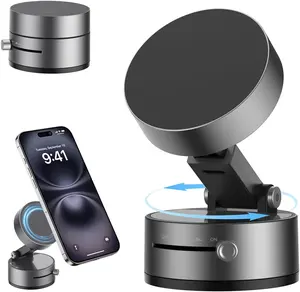 360° Magnetic Car Phone Holder | Compact Retractable Mount for Smartphone | Adjustable Grip Suction Cup for Dashboard & Windshield | Portable Iron Foldable Stand