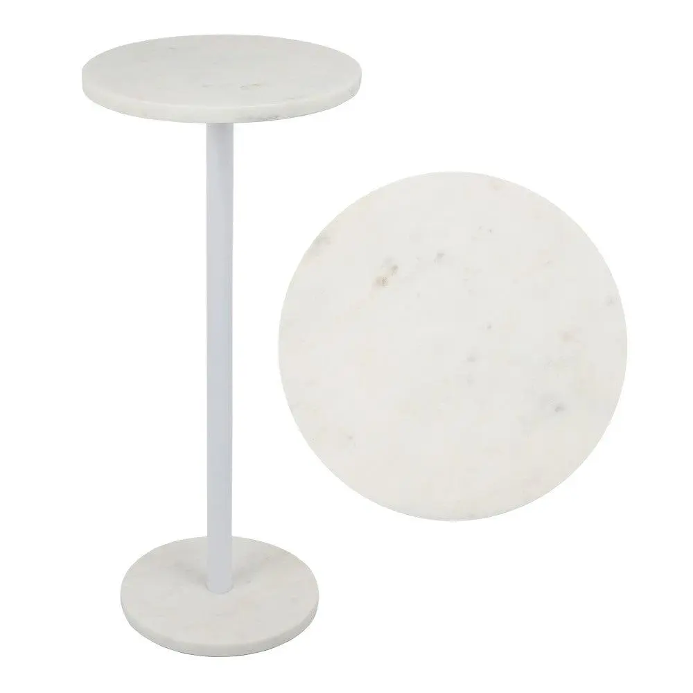 Cogsen 22.25" Contemporary Natural Marble/Metal Pedestal Drink Table