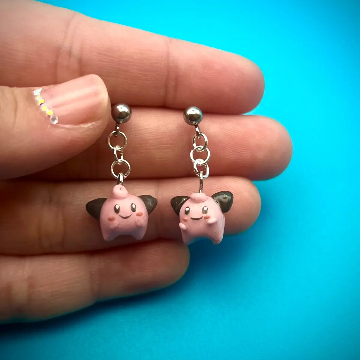 Miniature Pokémon Cleffa inspired earrings