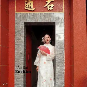 White, Gold, and Dark Red Ao Dai Set V18 | Ao Dai for Women| Lunar New Year | Ao Dai Viet Nam