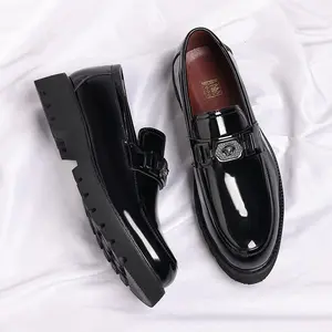 Metal Buckle Decor Leather Shoes for Men - Business Casual Simple Fashion Versatile Comfortable Thick Sole for Work Commuting Daily Wear - Footwear