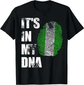 100% Cotton NIGERIA, IT'S IN MY DNA NIGERIAN FLAG DISTRESSED T-SHIRT