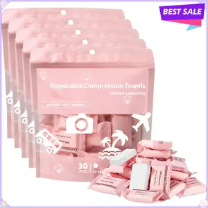 1 Pack 30 Compressed Towels Tablets Disposable Face Towels for Travel Camping Hiking  Count Size 9.4"x11.8"  Towels Suitable for Home Use Camping Hiking Travel Picnics and Gym Workouts Ideal For On-The-Go Hand Cleansing Facial Cleansing and Makeup Removal