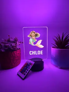 Mermaid, Scales, Fin, Tail, LED Night Light Birthday Gifts For Toddlers, kids, Baby, Newborn, Girl, Christmas Present, Baby Shower, Bedroom Decor, FREE Personalization, 16 Color Options light with remote included, Made in USA, Push Gift Nursery Decoration