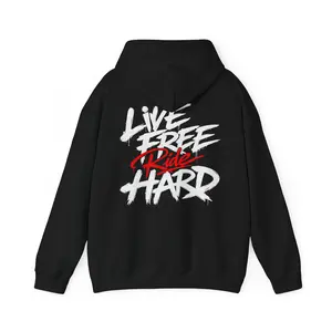 Live Free Ride Hard Motorcycle Hoodie | Biker Hoodie for Men | Motorcycle Gift | Ride Hard Freedom Hoodie | Streetwear Moto Gear