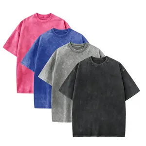 4 Pack Vintage Acid Wash Oversized Tees | Heavyweight Cotton Baggy Casual Gym Shirts for Men & Women