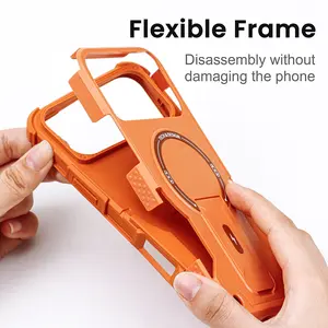 Shockproof Case Compatible with iPhone 17 Pro / 17 Pro Max, Magnetic Ring Stand, Foldable Kickstand