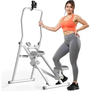Stair Stepper Resistance Adjustable Folding Vertical Climber Machine for Home Gym Full-Body Workout