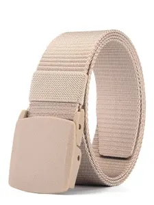 Unisex Canvas Belt with Plastic Buckle, Lightweight Design, No Metal, Outdoor Sports Waistband, Casual Belt, Adjustable Waist Belt, Comfortable and Durable