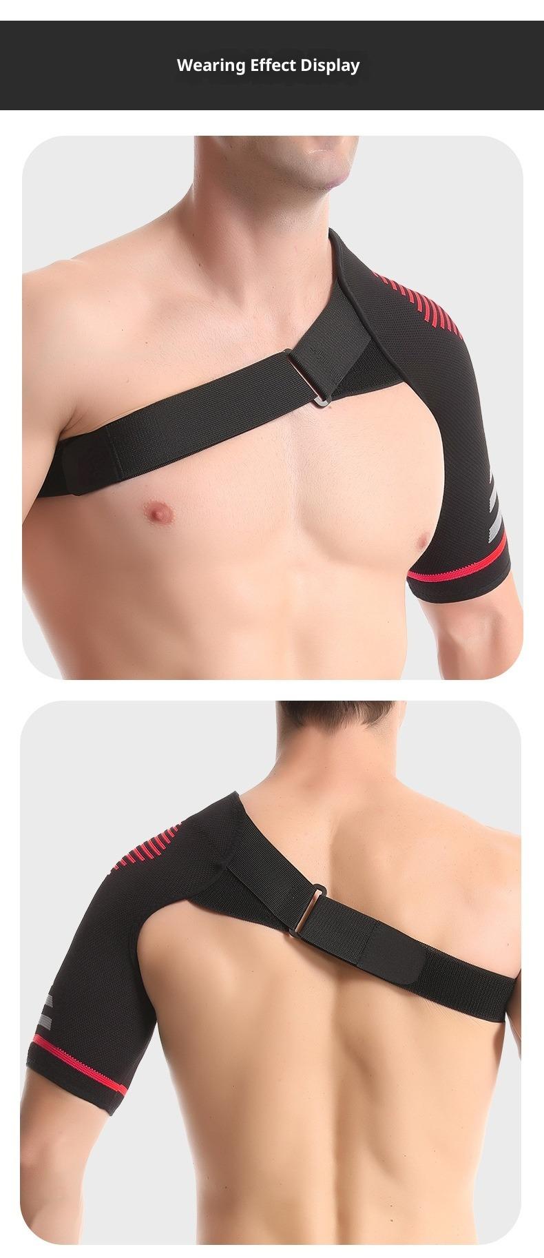 Breathable Compression Shoulder Brace for Men & Women -Adjustable Shoulder Support Belt with Ergonomic Design, Moisture-Wicking Fabric & Red Accent Stripes - Ideal for Gym, Heavy Lifting, Home Office & Sports Injury Recovery, Gym Essential