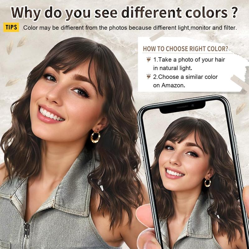 【Flash Sale】Bob Curly Wig Synthetic Short Black Wig with Bangs Natural Looking Heat Resistant Fiber Hair for Women