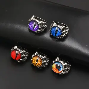 Vintage Gothic Men's Punk Colorful Evil Eye Rings For Men Women Fashion Demon Dragon Claw Ring Male Jewelry Accessories Gifts