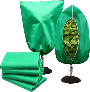4 Pack Frost Blankets for Outdoor Plant Covers Freeze Protection Frost Covers（31.5" x 47.3"） with Zipper Drawstring Outdoor Winter Frost Cold Weather Shrubs Trees Jacket Covers(Green)