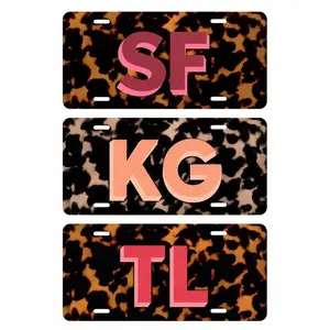 Custom Tortoiseshell Monogram License Plate Personalized Leopard Print Front Car Tag Aesthetic Tortoise Shell Auto New Car Gift For Her