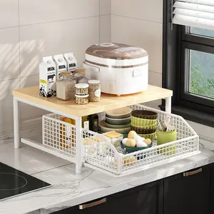 Countertop Microwave Rack, microwave shelf organizer for kitchen storage solutions, suitable for coffee maker areas, home cooking spaces, and small space living with organized countertops