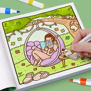 Coloring book Children's watercolor coloring book Elementary school kindergarten cute painting book Character picture book