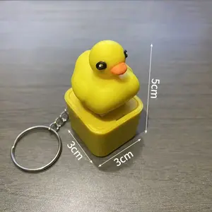 Lizard Frog Duck Button Keychain Decompression Toys Funny Lizard Sounds And Flash Effects Rechargeable Portable Stress  Toy