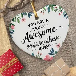 Post Anesthesia Nurse Heart Ornament for Christmas Tree Birthday - Ceramic Circle Decoration
