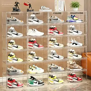 Premium Clear Magnetic Shoe Box, Foldable Sneaker Display & Storage, Dustproof for Home & Dorm, Ideal for Organizing Footwear, Clear Shoe Organizer