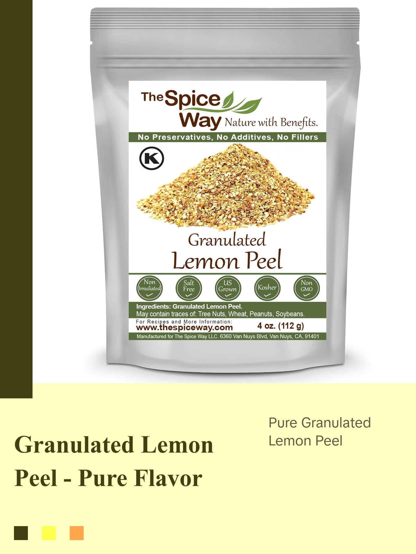 The Spice Way Granulated Lemon Peel  Pure Flavor No Preservatives Kosher Non GMO Salt Free
