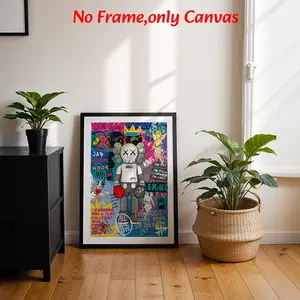Pop Art Wall Arts Boxing Posters, Kaws Character Canvas Prints, Graffiti Street Art, Unframed Abstract Wall Decor for Living Room, Bedroom, Home Office