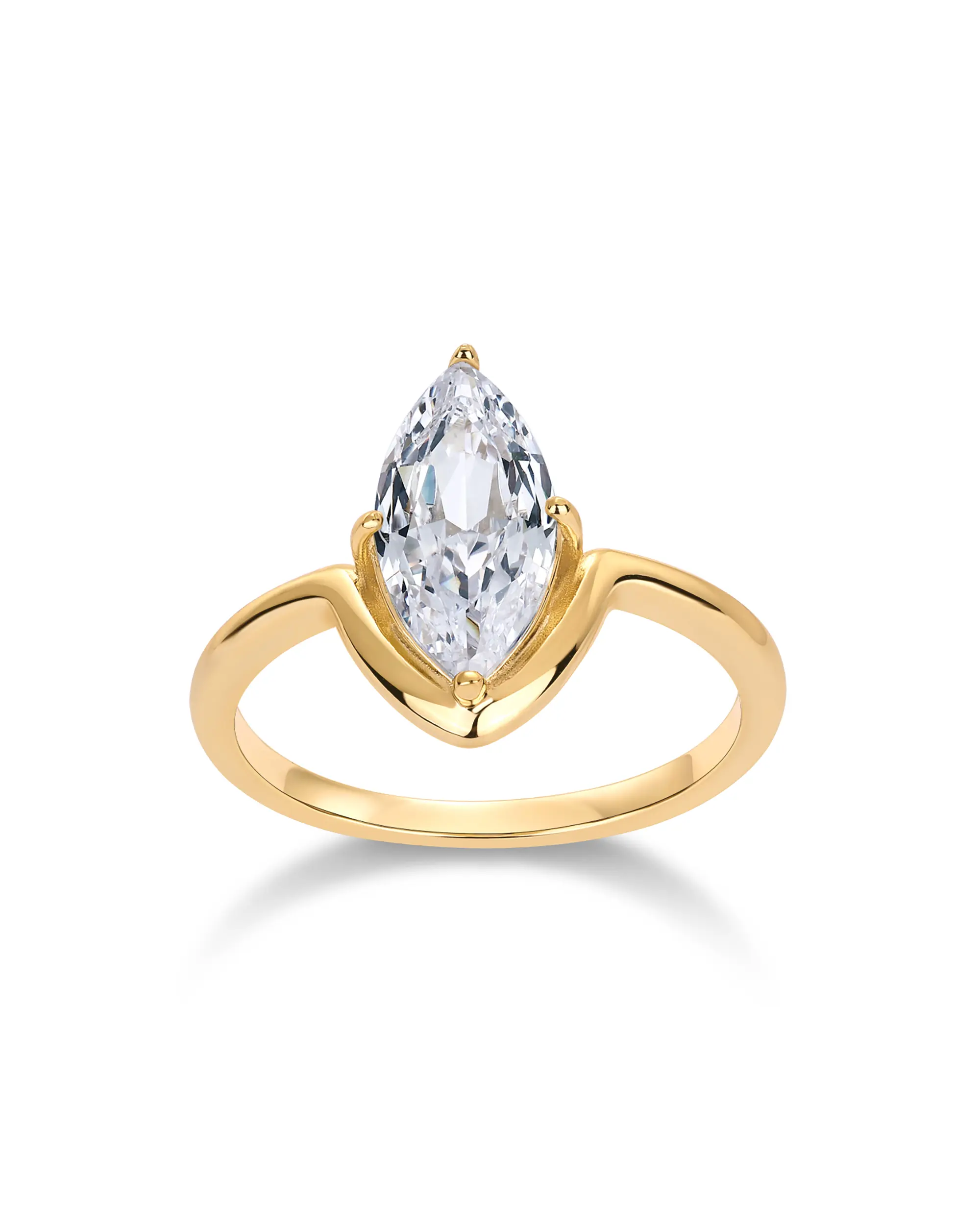 PAVOI 14K Gold Plated Marquise Cubic Zirconia Engagement Ring for Women - Trendy Solitaire Promise Jewelry - Fake Wedding Ring PAVOI 14K Gold Plated Marquise Cubic Zirconia Engagement Ring for Women - Trendy Solitaire Promise Jewelry - Fake Wedding Ring