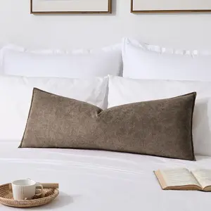 14x36 Inch Long Lumbar Cover 1 Pack Soft Boucle Textured Decorative Waterproof Rectangle Cushion Elegant Accent Pillows for Couch Sofa Chair Bed Home Decor Indoor Outdoor Coco Brown