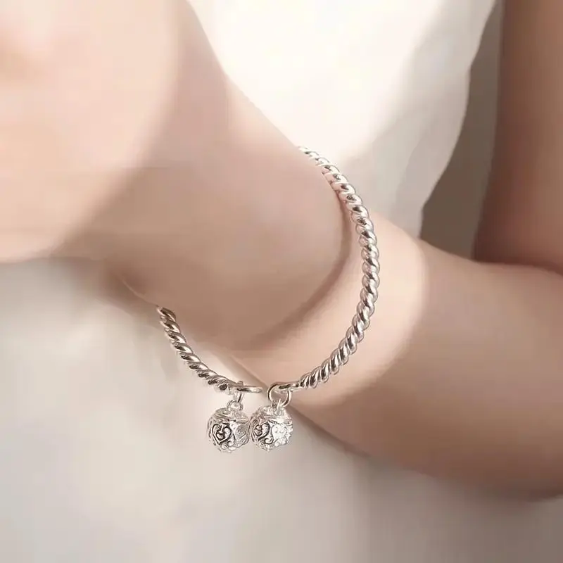 S999 Pure Silver Bracelet for Women & Men, Sterling Silver Chain Bracelet, Elegant & Simple Silver Jewelry Gift