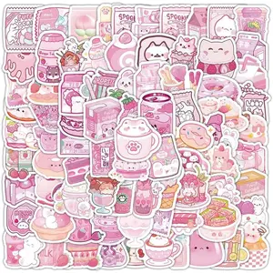 100pcs Cute Small Stickers Set Kawaii Cardstock Stickers Decorative Masking Stickers Planner Stickers for Personalize (Pink Foods)