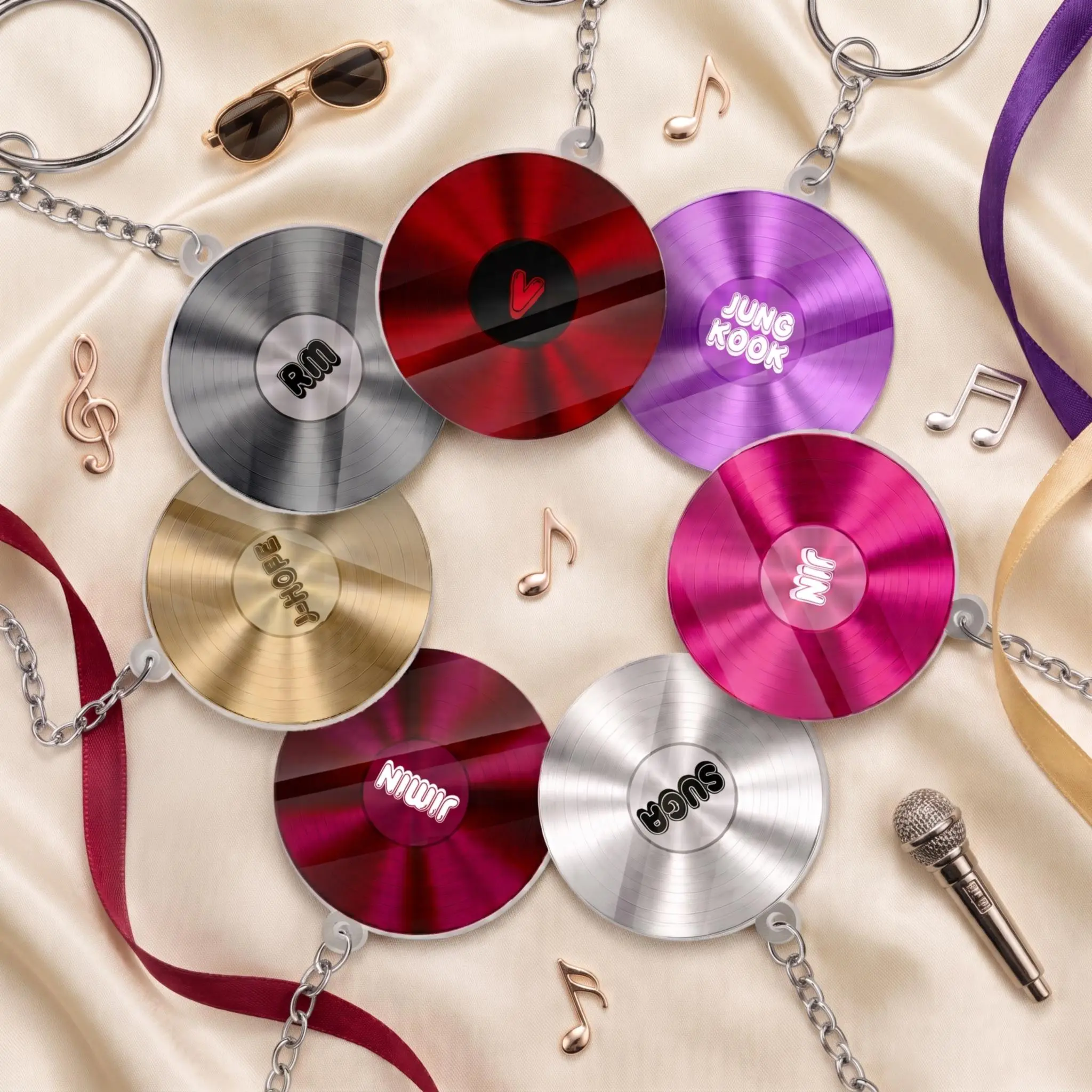 K-Pop Record Style Acrylic Keychain, Double Sided Vinyl Disc Keychain, Music Lover Keychain, K-Pop Fan Gift, Acrylic Bag Charm