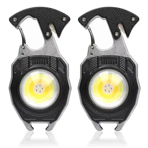 COB Keychain Work Light Flashlight - Rechargeable Multitool Camping Fire Starter 7modes 1600 Lumens for Emergency Survival Hiking Gear,Walking Dogs EDC for Men,Outdoor Enthusiasts