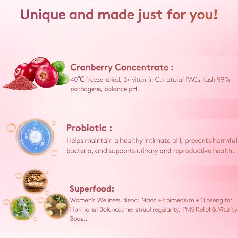 Product Introduction of Boost Beacon Women's Probiotic Gummies for Feminine Health | Cranberry Gummies for pH Balance & UTI Prevention | Vitamin C | Hormonal Support | 60ct Supplement Natural 16