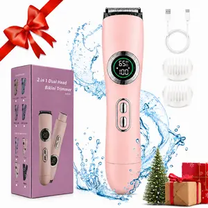 [MothersDayGift] Bikini Trimmer for Women, Electric Shaver and Razor Rechargeable 2-in-1 Body and Facial Epilator, Dual Heads for Painless Trimming of Pubic Hair, Face, Underarms and Legs, Christmas Gift New Year Gift Shaving Grooming 18th birthday