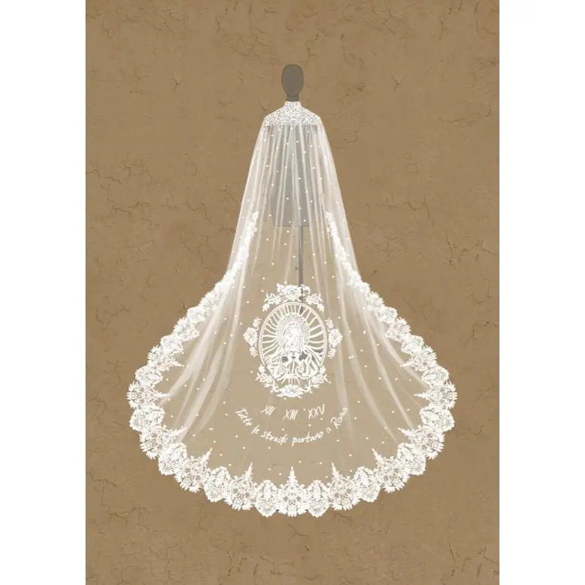 Customized Wedding Veil Sketch - Bridal Keepsake