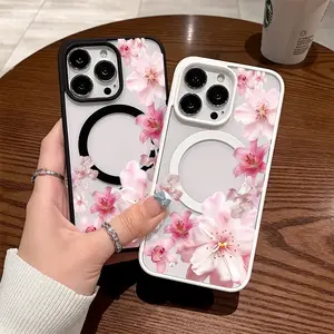 Premium Magnetic Phone Cases for iPhone11/12/13/14/15/16//17/Air/promax/Plus Pink Tropical Flowers CoquetPattern y2k cased MagSafe Ready, Anti-Fall, Springtok and Ultra-Thin Design |   Perfect for Everyday Use Protector Screen Protector Aesthetic Resistan