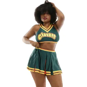 Haikyuu Women Cheerleader Costume Cheerleading Outfit Green Cheer Uniform Cosplay School Musical Party Fancy Dress
