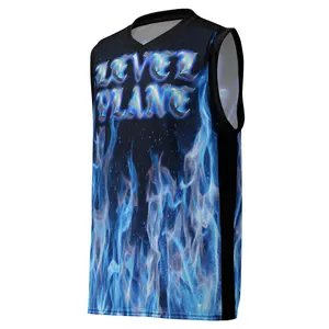 LEVEL PLANE / FLAT EARTH W/ Blue Flames unisex Basketball Jersey