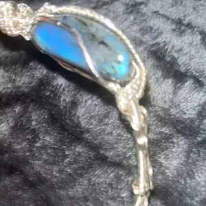 Silver wire wrapped labradorite bracelet