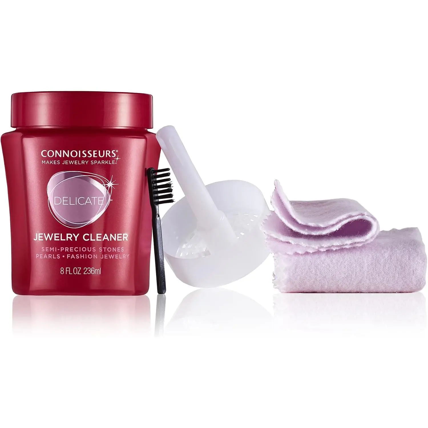 CONNOISSEURS - All-Purpose Cleaning Kit | Includes Delicate Jewelry Cleaner Solution and 2 Polishing Cloths