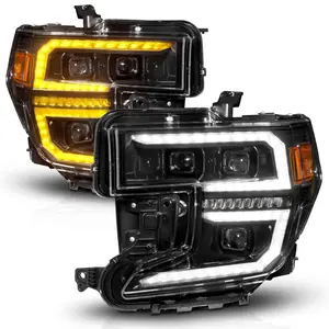 GMC SIERRA 1500 19-21 FULL LED PROJECTOR PLANK HEADLIGHTS BLACK W/ INITIATION & SEQUENTIAL