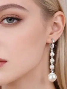 Elegant Pearl Beaded Earrings, Long Drop Earrings for Women, Perfect for Daily Wear, Stylish Jewelry Accessories, Fashionable Ear Cuffs, Pearls Earrings